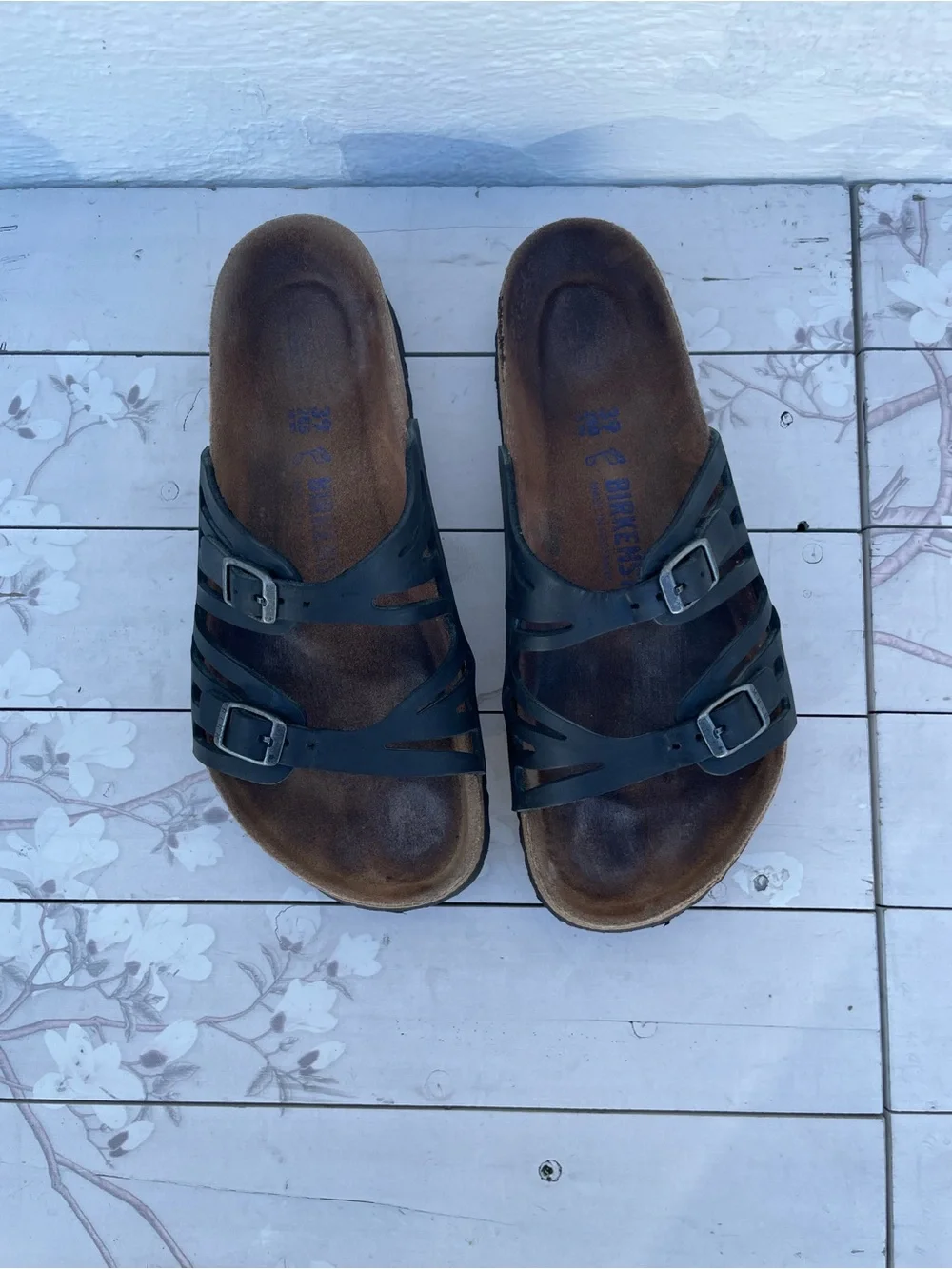 Birkenstock Men's Black Double Strap Cork Footbed Sandals